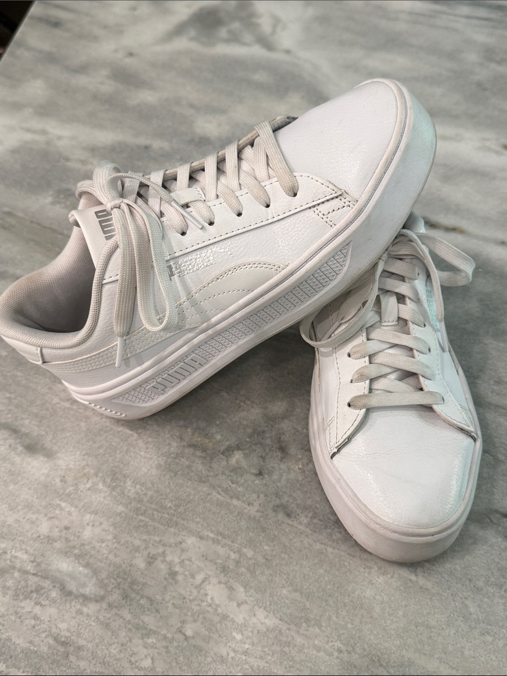 Puma Women's White Lace-Up Platform Sneakers